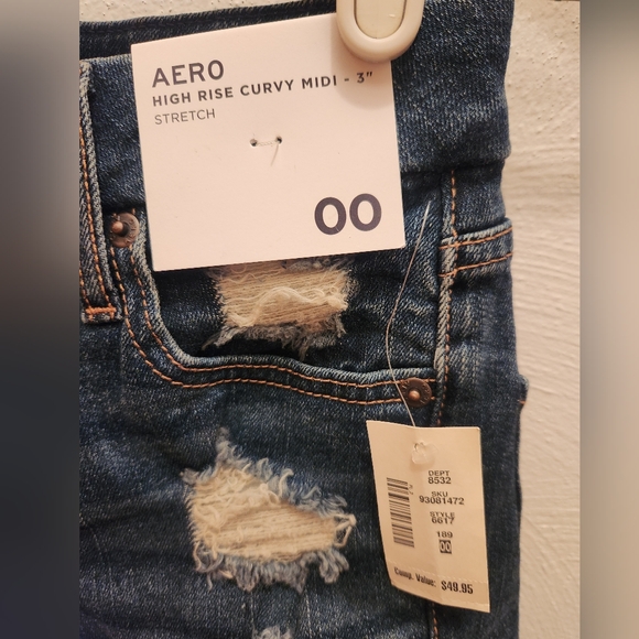 NEW Aeropostale Ripped Jean Shorts Size 00 - Picture 3 of 5